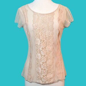Forever 21 Vintage Mesh & Lace Sheer Shirt Size L Preowned